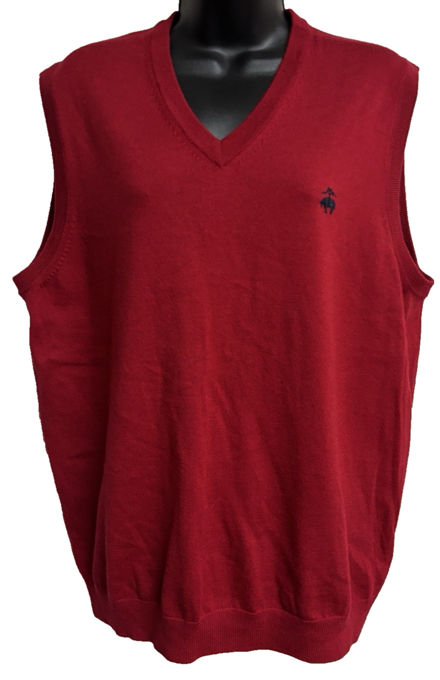 346 Brooks Mens Wool Vest Size Large L V-Neck Sleeveless Pull Over Knit EUC